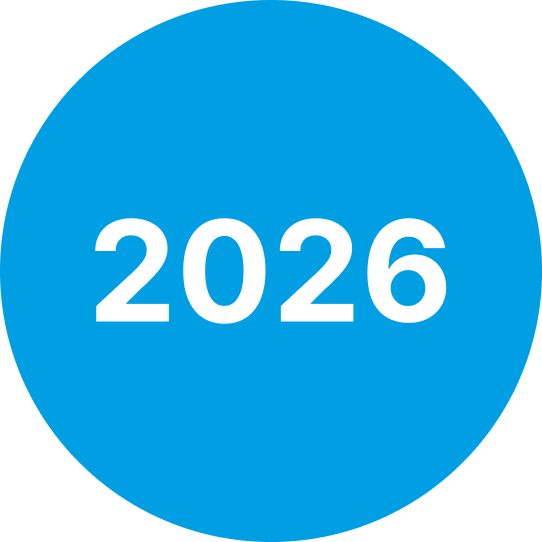 Ano 2026 com background circular azul